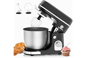 ‎SUPERLEX SUPERLEX Küchenmaschine 3 in 1 Teigmaschine Klein 1300W mit 5L Edelstahlschüssel 8 Geschwindigkeiten Knetmaschine Mixer Kitchen Aid mit Knethaken Rührbesen Schneebesen Spritzschutz für Brotteig Teig