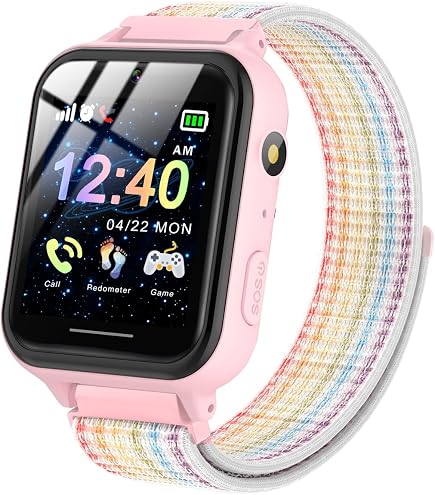 AIMIUVEI Smartwatch Bambini - Orologio Smartwatch Bambini con Chiamate e Risposte, Audiolibri, 30 Giochi, SOS, Schede di Apprendimento dell'Inglese, modalità Scuola, Ragazzi e Ragazze (Blu