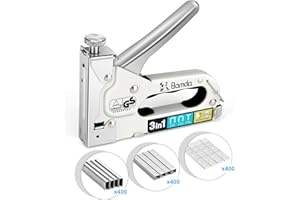Bamda Staple Gun with 1200 Staples - 3 in 1 Staple Gun Heavy Duty for Wood , Adjustable strength and Durable, Manual Staples for Wall, Cable Tacking, Decoration DIY, Nail Guns for Wood