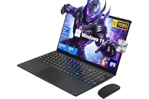 XUEMI Ordinateur Portable 15.6 Pouces, PC Portable Gamer Win 11 Pro, 16 Go RAM 256 Go SSD / TF 1 TB, Celeron N4000, 1920 x 1080 IPS, 5G WiFi, Bluetooth 5, MINI HDMI, Ordinateur Pas Cher avec Souris sans Fil