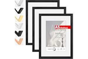 HIMEETIME® 3x Marco de fotos A5 15x21 cm Negro de Madera marcos cuadro,Aplicable para fotos de 9 x 14 cm con paspartú o 14.8 x 21cm sin paspartú,Para Decoración Hogar marco A5