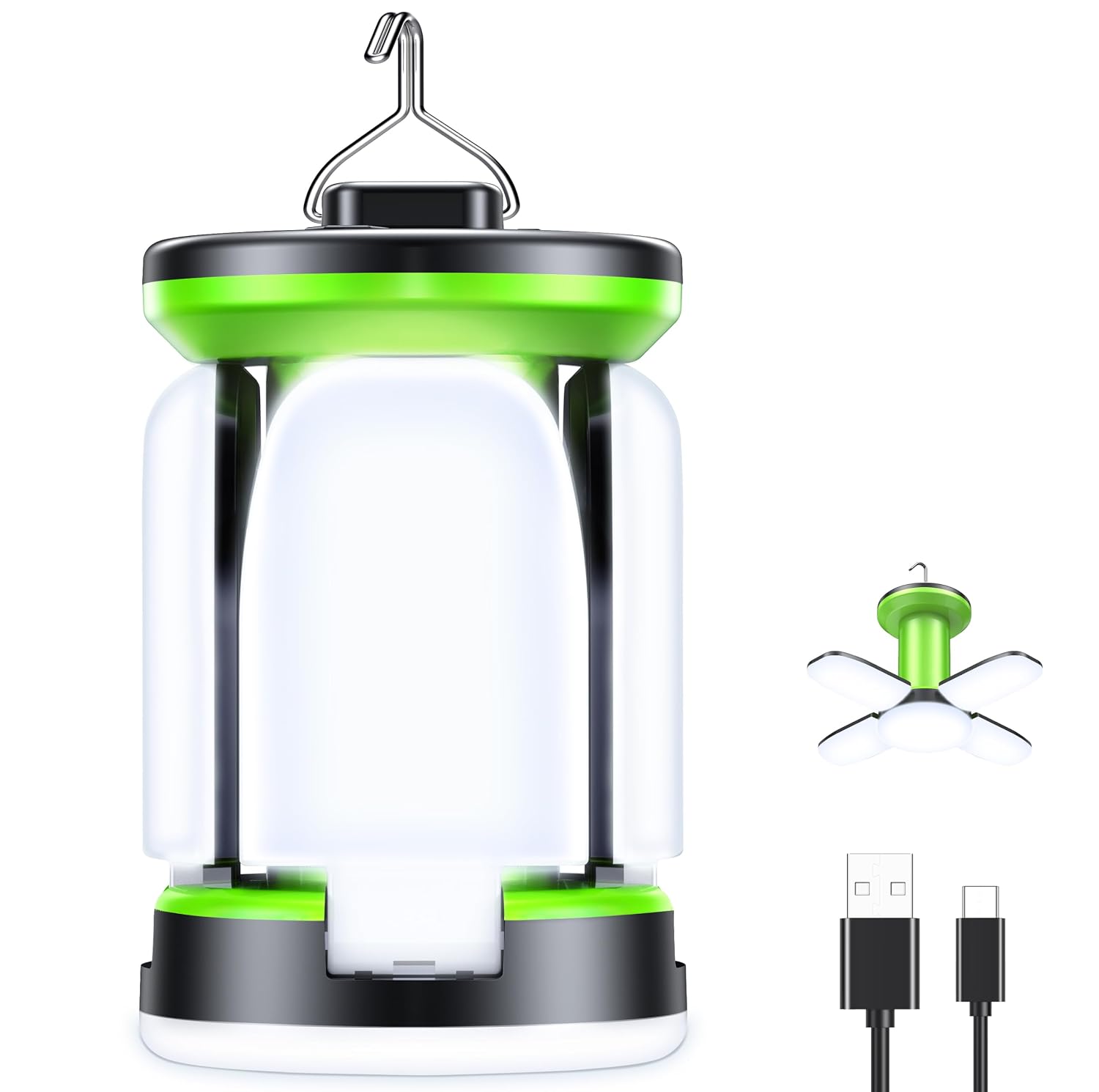 Blukar Lámpara Camping Recargable, 60LED Superbrillante Linterna Camping | 7 Modos Iluminación, Mayor duración, Luz Camping Portátil, Ideal para Camping, Tienda de Campaña, Emergencia, Pesca, etc