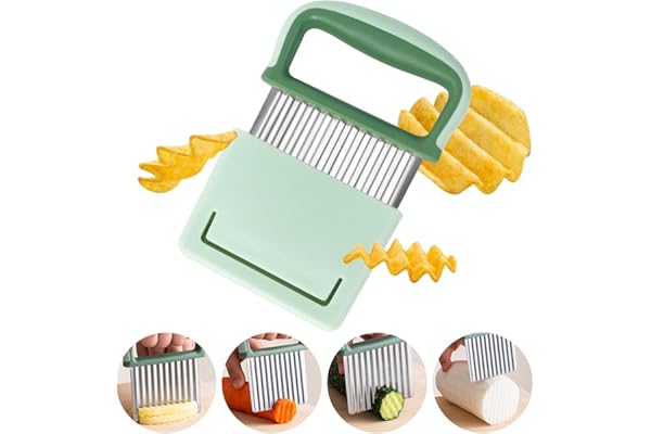 Redamancy Couteau Ondulé à Frites, Coupe Patate, Coupe-Frites Inoxydable, Trancheur à Vague Enfants pour Les Frites pour légumes, Fruits, Salade, Couteau Ondulé