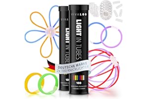 Vivaloo - Batons Lumineux Fluorescents (x200) - Bracelet Fluorescent En Lot - 7 Couleurs Lumineuses - Glowsticks Party Bracelets Et Ballons