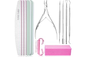 Flintronic Manikyr Set, 12 stycken nagelfilset, buffert för naglar, nagelfil 100/180, filar för gelnaglar, buffert för gelnaglar, nagelbandsskyffel, nagelklämma för nagelstudio DIY Nail Art hemma
