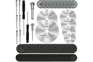 IELEK Cutting Discs Set for Rotary Tool Accessories 82PCS, HSS Circular Saw Blades, Resin Cutting Discs, 545 Diamond Cutting Wheel, Mesh Resin Cutting Wheel with Mandrels and Screwdrivers, Black