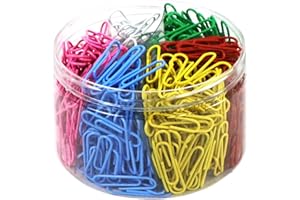 LACUSMALL Lot de 480 trombones colorés en métal revêtu avec boîte pour bureau, école, papeterie, grands trombones (33 mm/480 pièces)