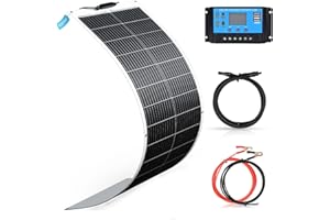 XINPUGUANG Kit Panneau Solaire Souple 100W 12V,Panneau Solaire Flexible Monocristallin pour Camping-Car, Camper, Van, Batterie 12v,Bateaux et Autres Surfaces Inégales