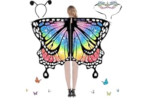 COLEESON Carnaval Cruella Disfraz para Mujer, Chal de Mariposa para Adulto, Disfraz de Mariposa, para Fiesta Temática Carnaval Cosplay Mardi Gras (C)