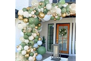Kit Arche Ballon Vert Et Or - 101pcs Guirlande Ballons Anniversaire Vert Olive Blancs Or Et Ballon Confetti, Arche Ballon Vert Pastel Pour Decoration Anniversaire Fille Garçon, Baby Shower, Mariage