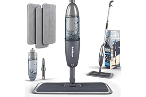 DARIS Balai Vaporisateur, Balai à Franges avec 3 Tampons en Microfibre Réutilisables, Réservoir d'eau de 360ml, Balai Vaporisateur Professionnel en Microfibre pour La Maison et La Cuisine