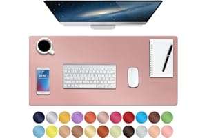 Boutilon Leather Desk Mat,Desk Pad,Desktop mat,Waterproof Desk Mat for Desktop, Desk Mat for Keyboard and Mouse,Leather Mouse Pad Protector for Office and Home,76 * 36.5cm (M Pink)