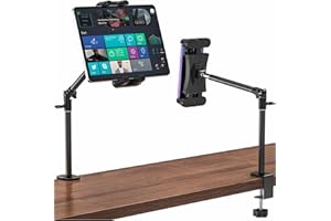 Cenawin Soporte Tablet Mesa, 360° Giratorio Ajustable de Brazo Largo Soporte de iPad para Escritorio, Cocina Oficina Tableta de Soporte para iPad Pro Air Mini, 4.7"-13.5" Tablets Teléfonos