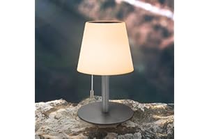 ‎GGNOO GGNOO Solar LED Tischlampe Outdoor 2700k-6000k Dimmbar Tischleuchte Kabellos Solar und USB Aufladbar LED Tischlampe Akku IP44 Wasserfest für Außen Terrasse Garten Camping Schlafzimmer (Grau)