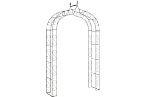 Hirsch Terracotta Rosenbogen aus Metall stabil mit Spitze, aus Vollmaterial mit Edelrost, Rankgitter Breite 140 cm Höhe 245 cm Tiefe 40 cm