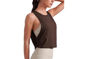 CRZ YOGA Damska Koszulka Sportowa Pima Cotton Workout Tank Crop Bez Rękawów Yoga Running Tops