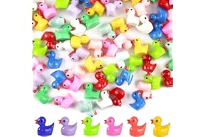 SYHSYC 100 Pcs Mini Canards en Résine, Figurines Miniatures 10 Couleurs Canards pour Décoration DIY, Maison de Poupée, Aquarium, Jardin Miniature, Terrarium, Paysage Créatif, Cadeau Original