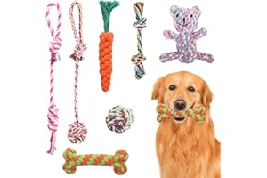 Weocar 7 Pack Dog Rope Toys for Small Dogs, Puppy Cotton Rope Toys for Teeth Cleaning, Dog Tug Ropes, Family Interactive Games with Dogs, Nice Variety of Dog Chew Toys Rope