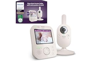 AVENT Philips Babyphone vidéo Premium, Certifié DEKRA, privé et sécurisé avec caméra et Audio, écran de 3,5", Zoom x4, Vision Nocturne, berceuses, température ambiante, 12h en Mode Eco, SCD891/26