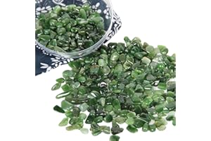 ORIENTREA 1.1lb Natural Green Jasper Crystal Chips-Green Jasper Healing Crystals Tumbled Chips, Crushed Crystal Gemstone for Crafts, Beautiful Package for Gift