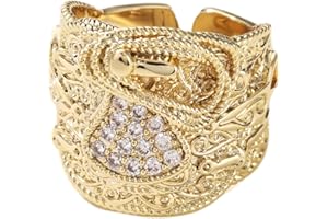 THE BLING KING Saddle Ring with Stones, Adjustable Ring with Real Plating, PremiumFashion Ring Unique Jewellery Gift for Men and Teens (Size 10 - Adjustable to Fit Various Sizes)