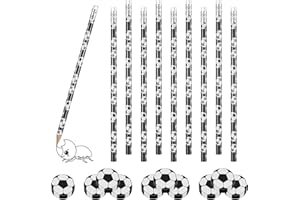 GAROMIA 10 Stück Fußball Bleistifte 10 Stück Fußball Radiergummi Fußball Mitgebsel Bleistifte Holzbleistifte Bleistiftanzug Partytütenfüller Thema Fussball Deko Geburtstag Kinder für Schule Party