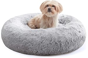 WESTERN HOME WH Western Home Hundebett Run, Katzenbett Flauschig, Hundekissen Kleine Hunde,Hundebett Waschbar,Hundekorb,Katzenkorb Zum Schlafen 60 cm,Hellgrau