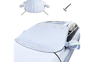MINVOO Parasol para Parabrisas de Coche Cubierta Frontal con Cubierta de Espejo Cubierta de Coche con Pala de Nieve para Verano e Invierno protección Solar contra Granizo protección contra Rayos UV (Blanco)