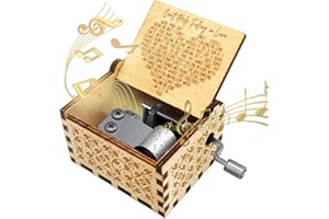 CHLDYCST Can't Help Falling in Love Wood Music Box, Antique Engraved Hand Crank Musical Boxes, Gifts for Lover Wife Husband Girlfriend Boyfriend Valentine Wedding Anniversary Birthday