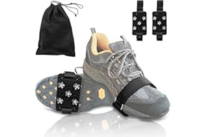 DIELOVEHUA Crampones, Crampones Nieve Hielo, Crampones Antideslizante con 5 Dientes de Acero Inoxidable, Crampones Hielo, Antideslizante Nieve Hielo Tracción, Crampones Tacos Picos, Steigeisen für Wanderschuhe