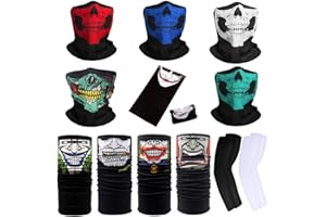 mengger 10Pcs Multifunctional Sport Headwear Bandanas Face Mask for Men headwrap scarf headband turban headscarf Neck Gaiter cap for Camping Running Motorcycling With 2 pairs sun protection gloves
