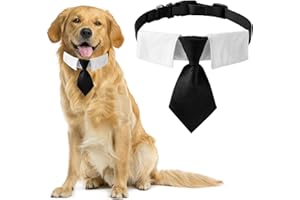 HACRAHO Cravatta per cani, 1 confezione da 1 cravatta per matrimonio in cotone con fibbia regolabile, per cani di taglia media e grande, taglia L