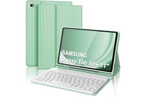 OCCTINGKIND Coque Clavier pour Samsung Galaxy Tab A9 Plus/A9+ 11 Pouces, AZERTY Français Housse Clavier Bluetooth Magnétique Détachable avec Porte Crayon pour Samsung Galaxy Tab A9 Plus 11" 2023, Vert Clair