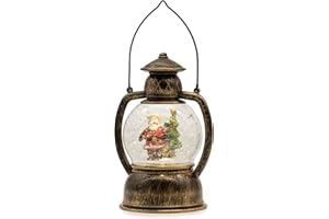 ‎HELLUM Hellum LED Laterne Schneegestöber, Schneekugel Weihnachten mit Motiv Weihnachtsmann, Timer, 14x20cm leuchtende Weihnachtslaterne mit Schneegestöber batteriebetrieben, Beleuchtung Weihnachten, 524468