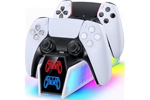 KDD Stacja ładująca do kontrolera PS 5 i PS5 Edge, ładowarka kontrolera PS5 ze wskaźnikiem LED, akcesoria do Playstation 5 stacja ładująca z kablem USB-C
