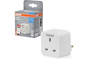 OSRAM SMART+ Indoor Plug UK, smart socket with Matter over WiFi, for integrating traditional devices into the smart home, compatible with Alexa, Google & Apple, measures consumption, white, 1-pack