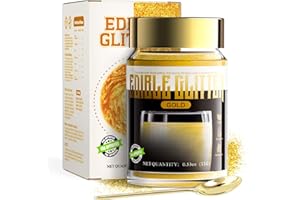 ANRZO Gold Glitter Commestibili per Drink Glitter Commestibili per Torte Polvere di Lustro per Liquore, Cocktail, Vino, Birra, Halloween Champagne, Succo, Vegano(15g)