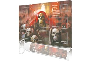 NKDDERT MTG Spielmatte, 24" x 14" MTG TCG Spielmatte mit genähten Kanten HD Druck Spielmatte für Kartenspiele Anti-Rutsch Gaming Spielmatte mit Aufbewahrungstasche Skelett Kampfspielmatte