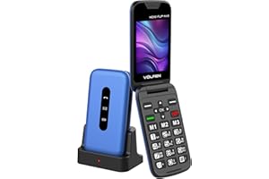 Volfen Nexo Flip MAX - Teléfono móvil de Tapa para Personas Mayores, Botones y Teclas Grandes, fácil de Usar, USB-C, 3 memorias directas, Base de Carga, Color Negro (Azul)