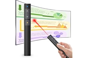 AMY&LUCKY Presentation Clicker Pointer, 1PCS Wireless Slide Presenter Remote Control with Red Light, F330T/100M 2.4GHz PowerPoint Clicker for Classroom, Lecture Hall, Conference Room, Exhibition Hall (Black)
