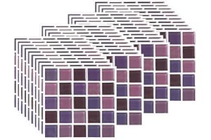 FBBULES 40PCS Adesivi per Piastrelle, PVC Autoadesiva Resistente al Calore Impermeabile Backsplash per Soggiorno Cucina Stick Stile Mosaico Porpora (10 x 10 cm / 4 x 4 Pollici)