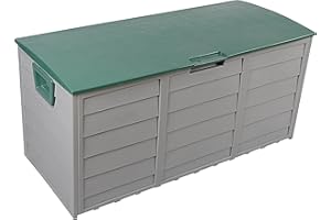 1 Click Buy Outdoor Garden Plastic Storage Utility Chest Cushion Shed Box - Ideal for Outdoor Cushions, Parcels Tools Toys Shed Overflow (290L, Green)