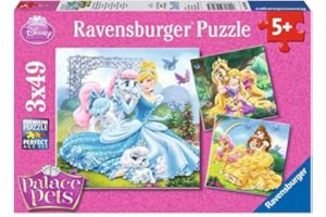 RAVENSBURGER SPIELEVERLAG Disney Palace Pets: Belle, Cinderella und Rapunzel. Puzzle 3 x 49 Teile