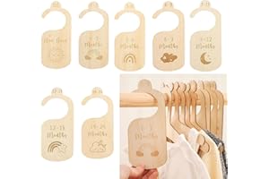 CUTIOLLY WieszakóW Na Ubrania Dla MałYch Dzieci, Rozdzielacz Na Ubrania Dla NiemowląT, 7 Sztuk, Drewniany, Separator RozmiaróW Ubrań Dla NiemowląT, Do Szafy Dla NiemowląT, Separator RozmiaróW
