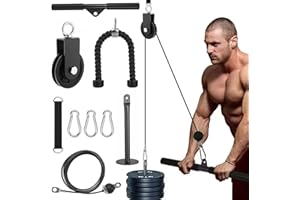 Forbabe Seilzug Fitness, Kabelzug DIY Pulley System, Kabelzug Fitness mit Trizepsseil und Gerader Stange, Rücken Arm Trainingsgerät Home Gym Workout Equipment