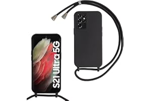 MBSLFY Silikon Handykette für Samsung Galaxy S21 Ultra Necklace Hülle mit Band, Verstellbarer Halskette Handyhülle, Handyhülle für zum Umhängen, Case mit Schnur, Schwarz