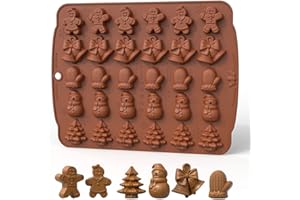 PTAIZJJZ Moule de Noël en silicone, 1 lot de 30 cavités pour chocolat de Noël, bonbon, bonbon, bonbon, gelée, arbre de neige, cloche et gant pour chocolat, bonbons, gelée