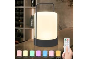 ‎MALUX MALUX LED Battery Outdoor Lamp Wireless Portable Metal Base Table Lamp Outdoor USB-C Rechargeable Dimmable LED Table Lamp with RGB & Warm White (3000K) IP44 for Bar/BBQ/Camping/Garden/Patio