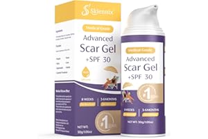Skiennix Scar Cream with SPF 30, 100% Medical Grade Silicone Scar Gel, Scar Treatment & Sun Protection for Surgical Scars, Acne, Hypertrophic, Effective for Both Old & New Scars, 30g/1.06oz