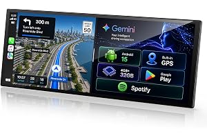 LAMTTO AI CarPlay Bilskärm 11" med Google-Play & Gemini AI, Android 15 CarPlay & Android Auto trådlöst med GPS-navigering, 8-Core, pekskärm, AirPlay, backkamera, OTA, FM, AUX